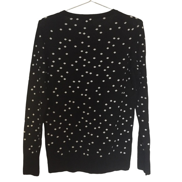 Womens Polka Dot Three Quarter Sleeve Cardigan Black White Button Down V Collar - Picture 2 of 7